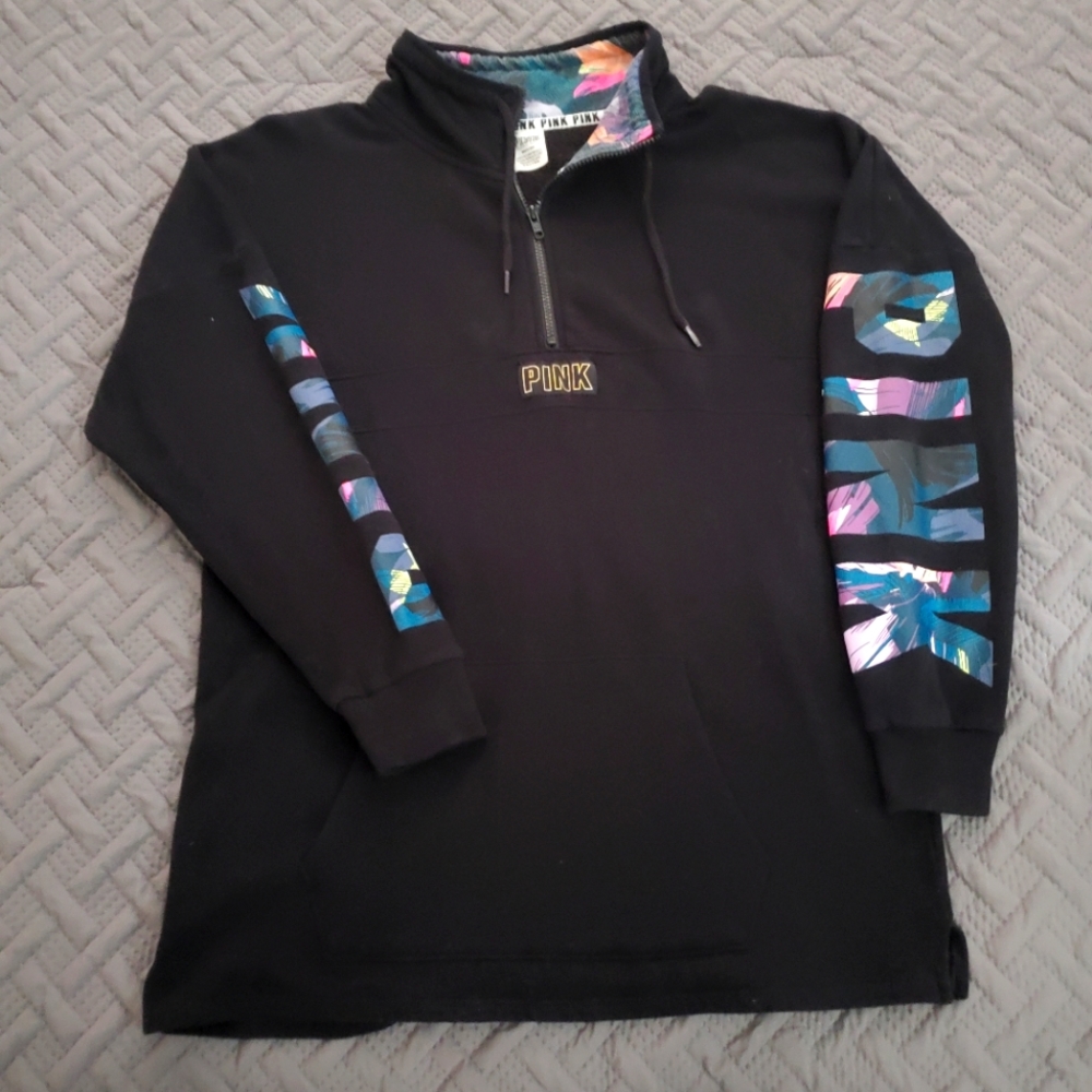 VS PINK half zip floral Sweatshirt